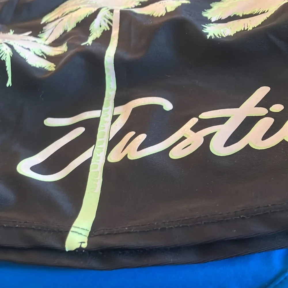 FINAL MARKDOWN Girls Justice Black Crop Top with Neon Palm Trees xl